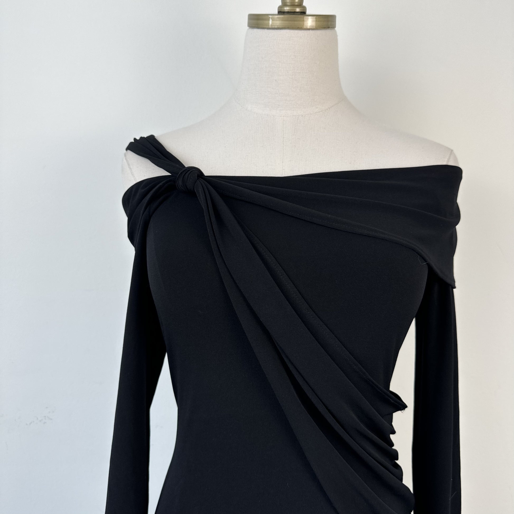 Vintage Express Black Off Shoulder Draped Long Sleeve Top – view 10