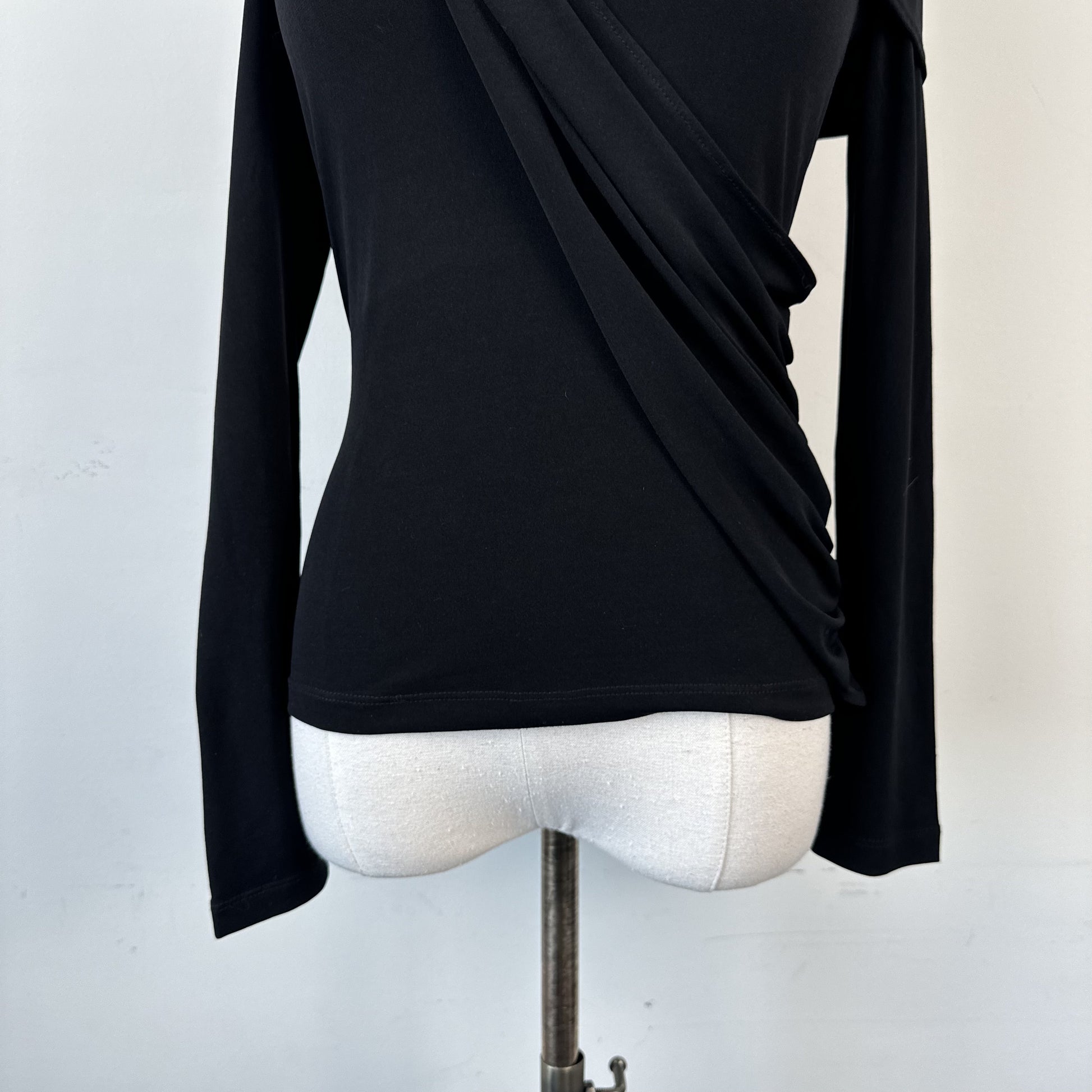 Vintage Express Black Off Shoulder Draped Long Sleeve Top – view 11