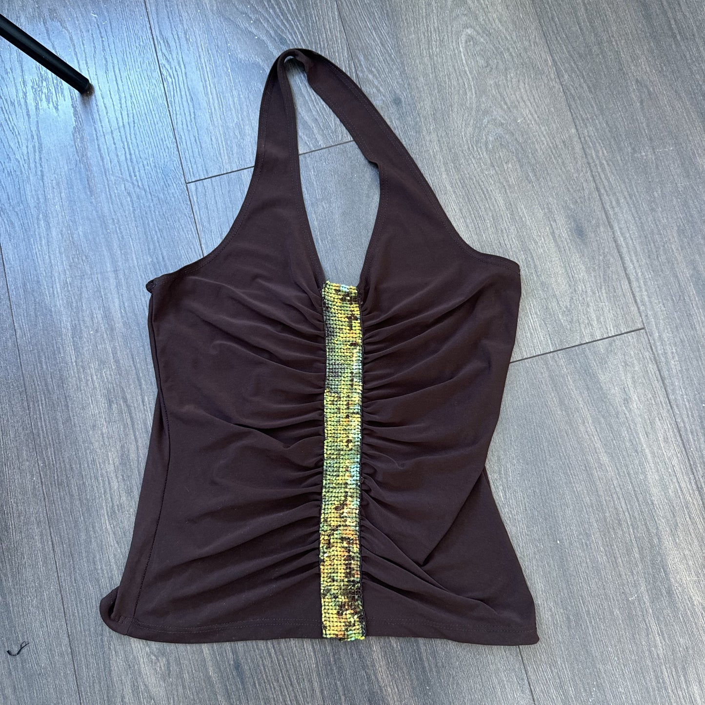 Vintage Brown Sequin Detail Halter Top – view 11