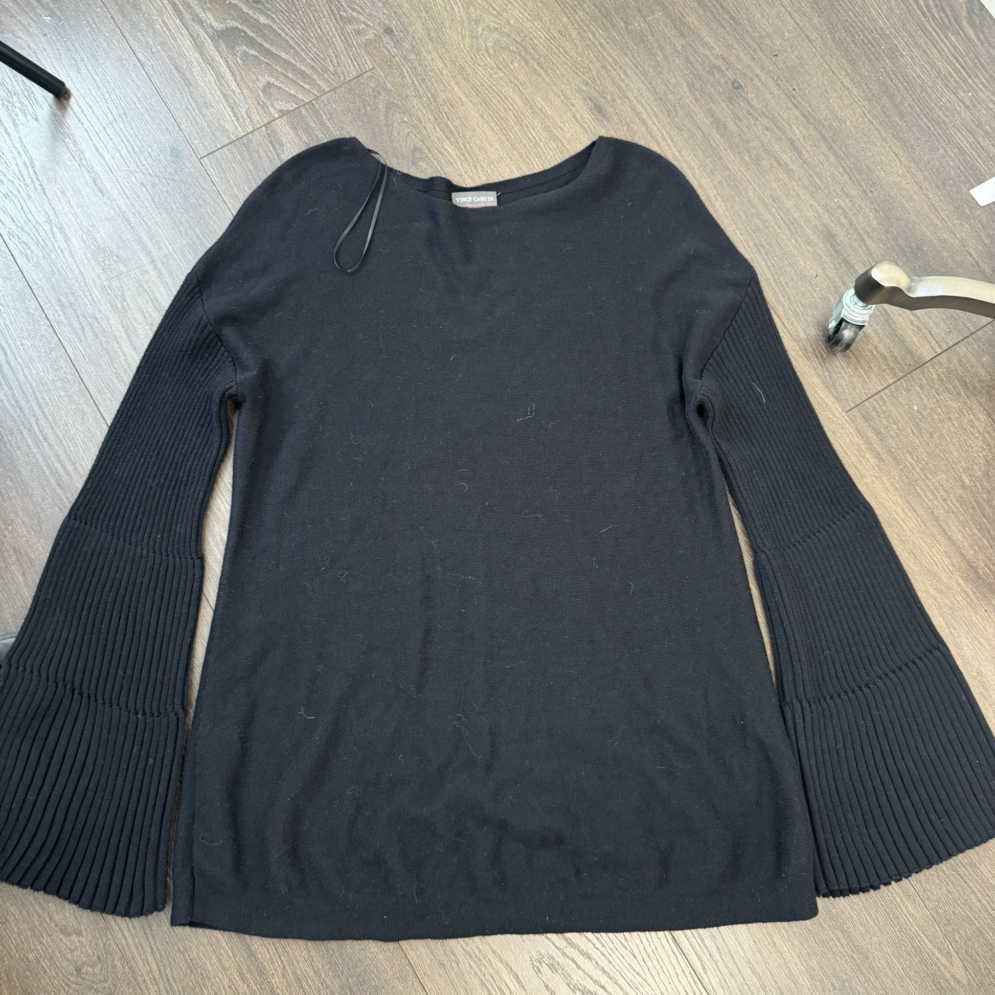 Vince Camuto Black Boat Neck Knit Sweater with Bell Sleeves – view 9