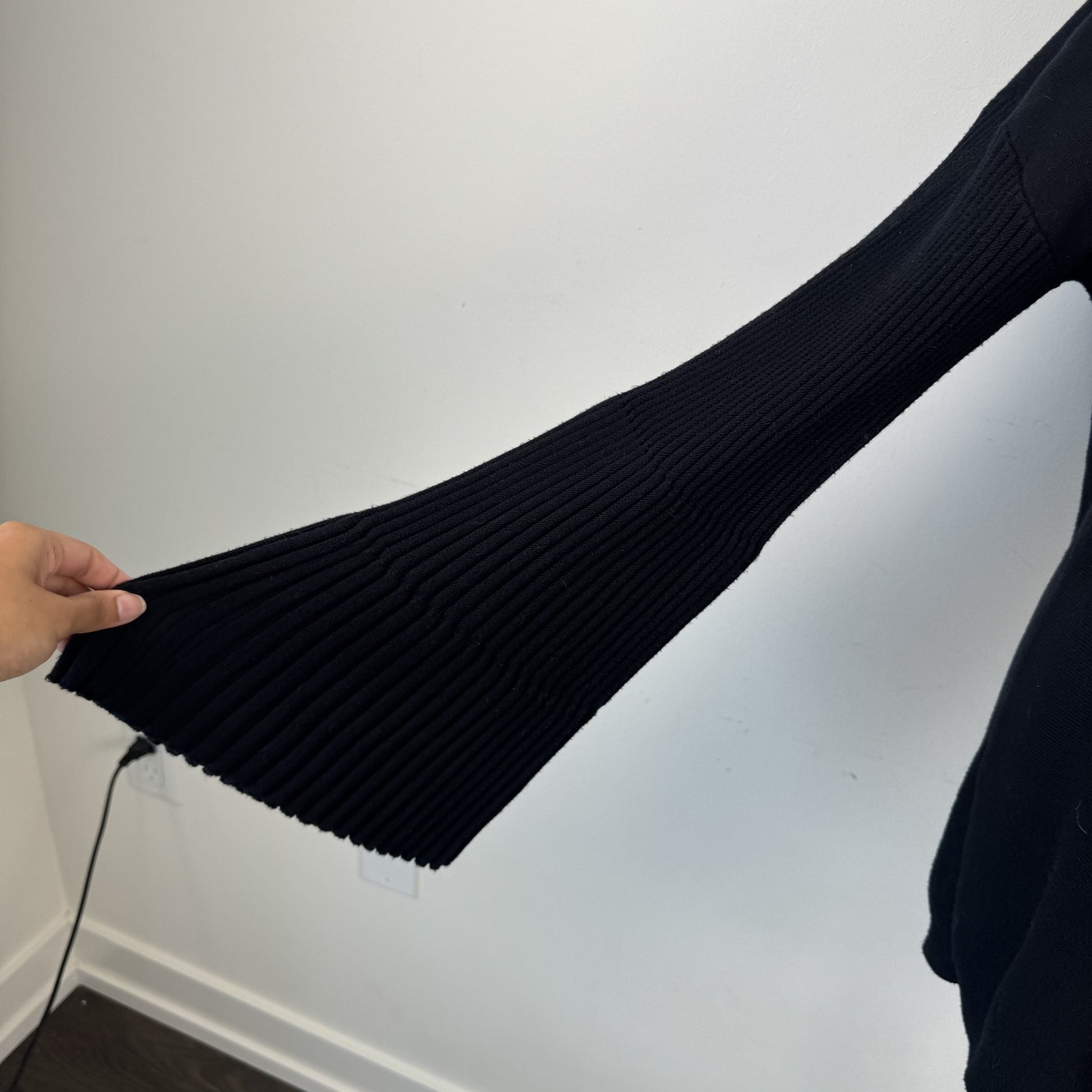 Vince Camuto Black Boat Neck Knit Sweater with Bell Sleeves – view 8