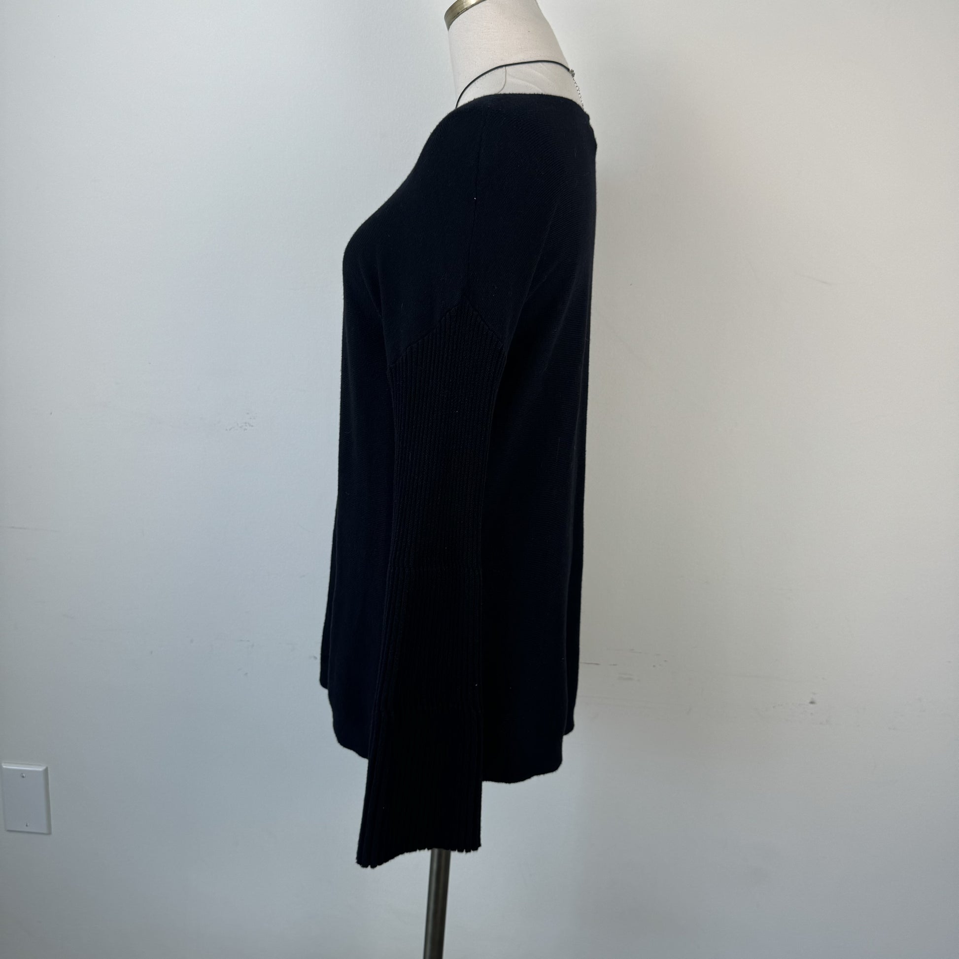 Vince Camuto Black Boat Neck Knit Sweater with Bell Sleeves – view 3