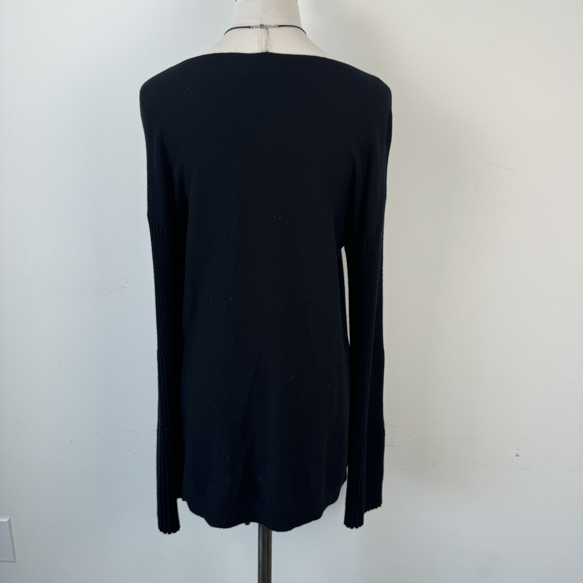 Vince Camuto Black Boat Neck Knit Sweater with Bell Sleeves – view 4