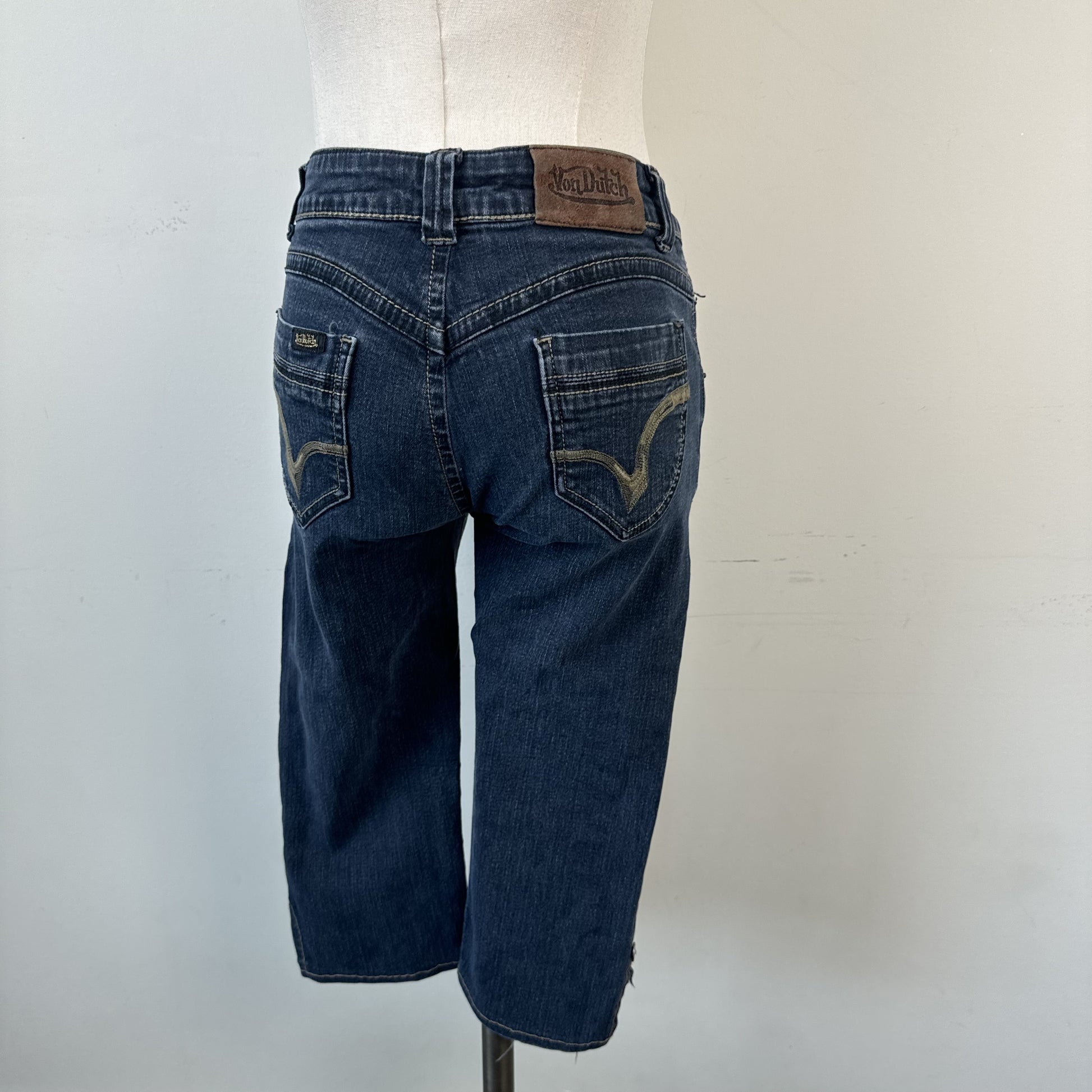 Y2K Von Dutch Low Rise Denim Capris