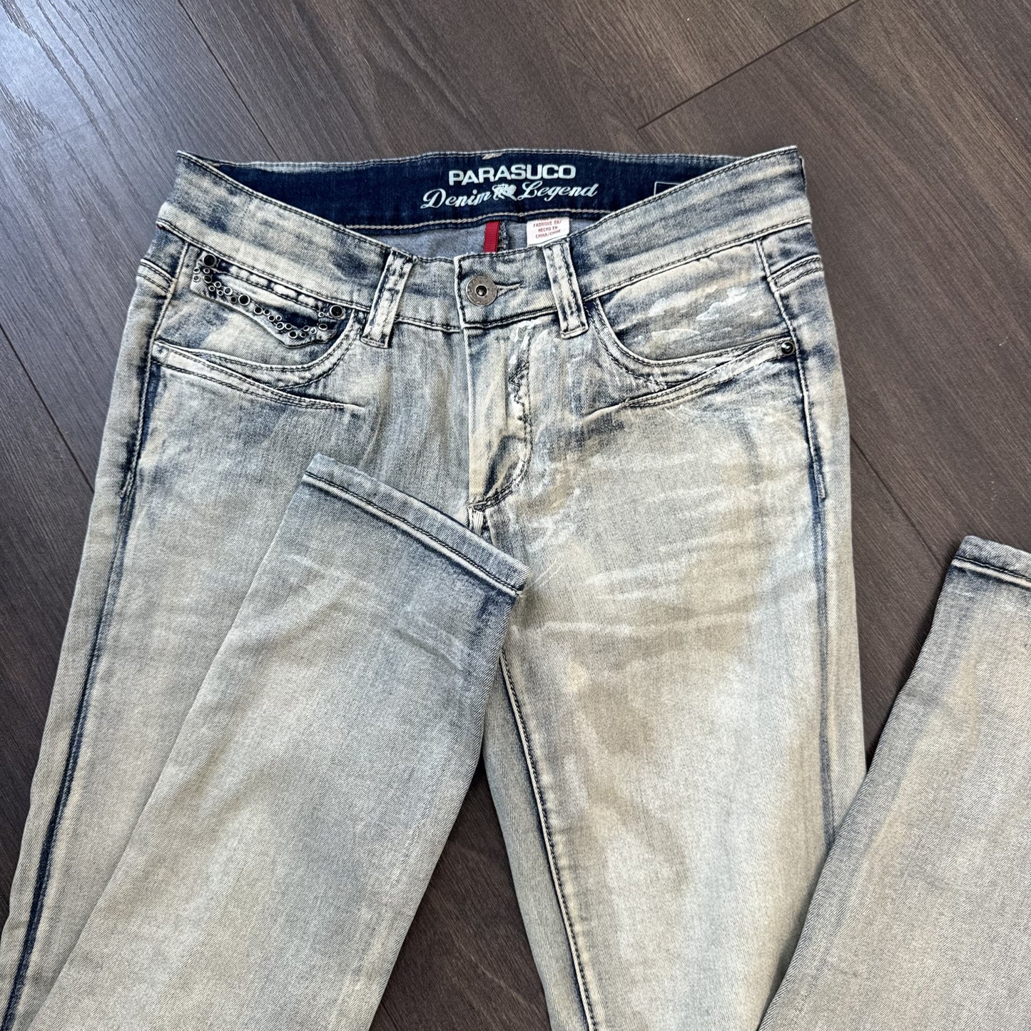 Y2K Parasuco Mud Acid Wash Low Rise Skinny Jeans with Gem Detail – view 5