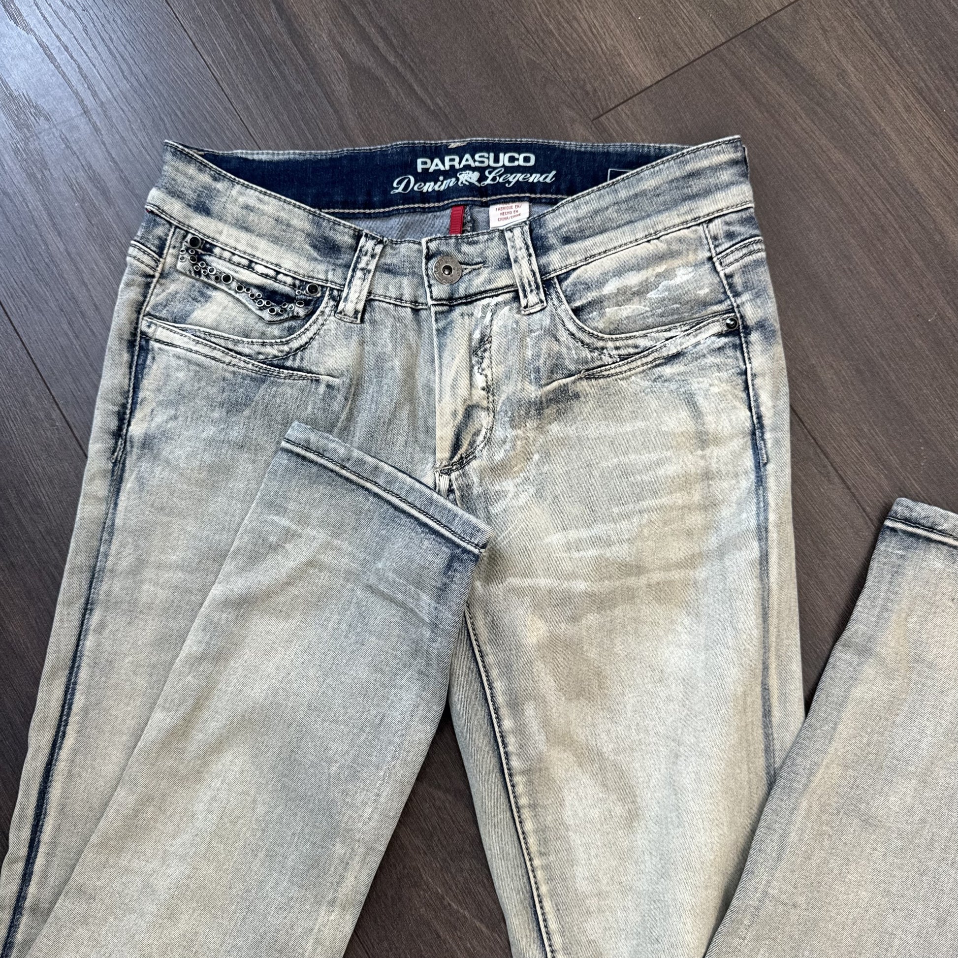 Y2K Parasuco Mud Acid Wash Low Rise Skinny Jeans with Gem Detail – view 5