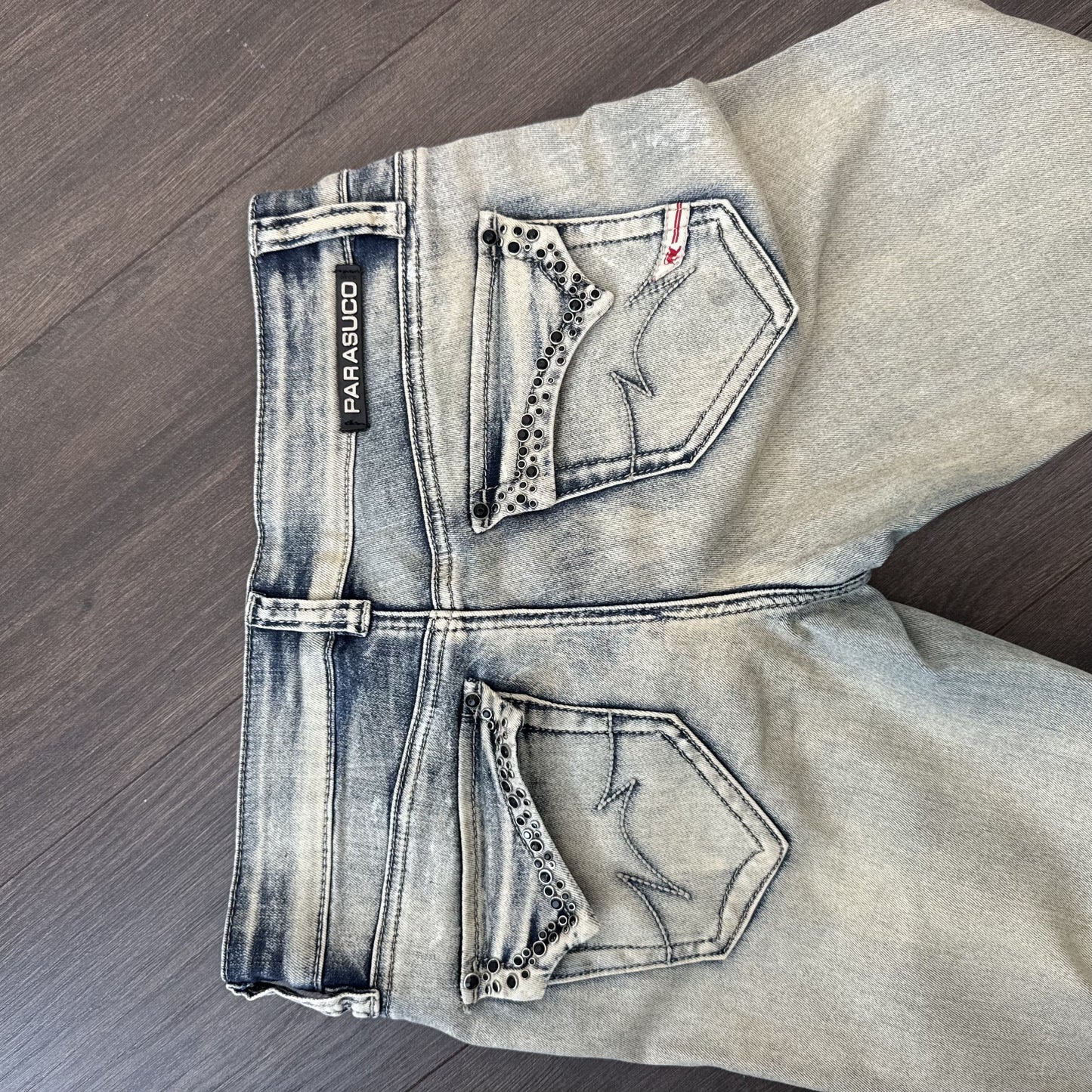Y2K Parasuco Mud Acid Wash Low Rise Skinny Jeans with Gem Detail – view 6