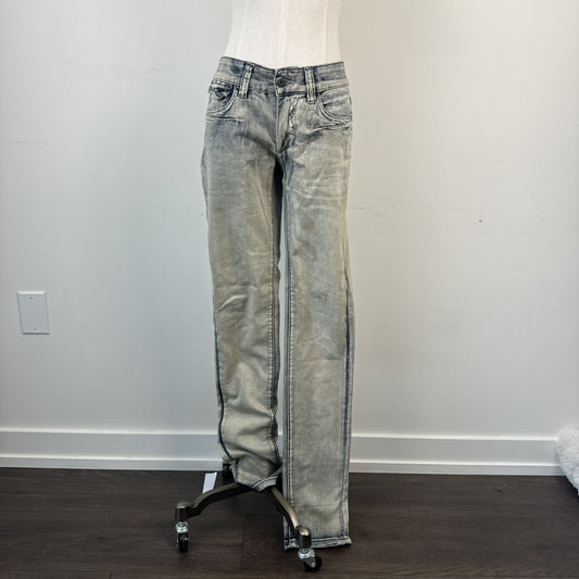 Y2K Parasuco Mud Acid Wash Low Rise Skinny Jeans with Gem Detail
