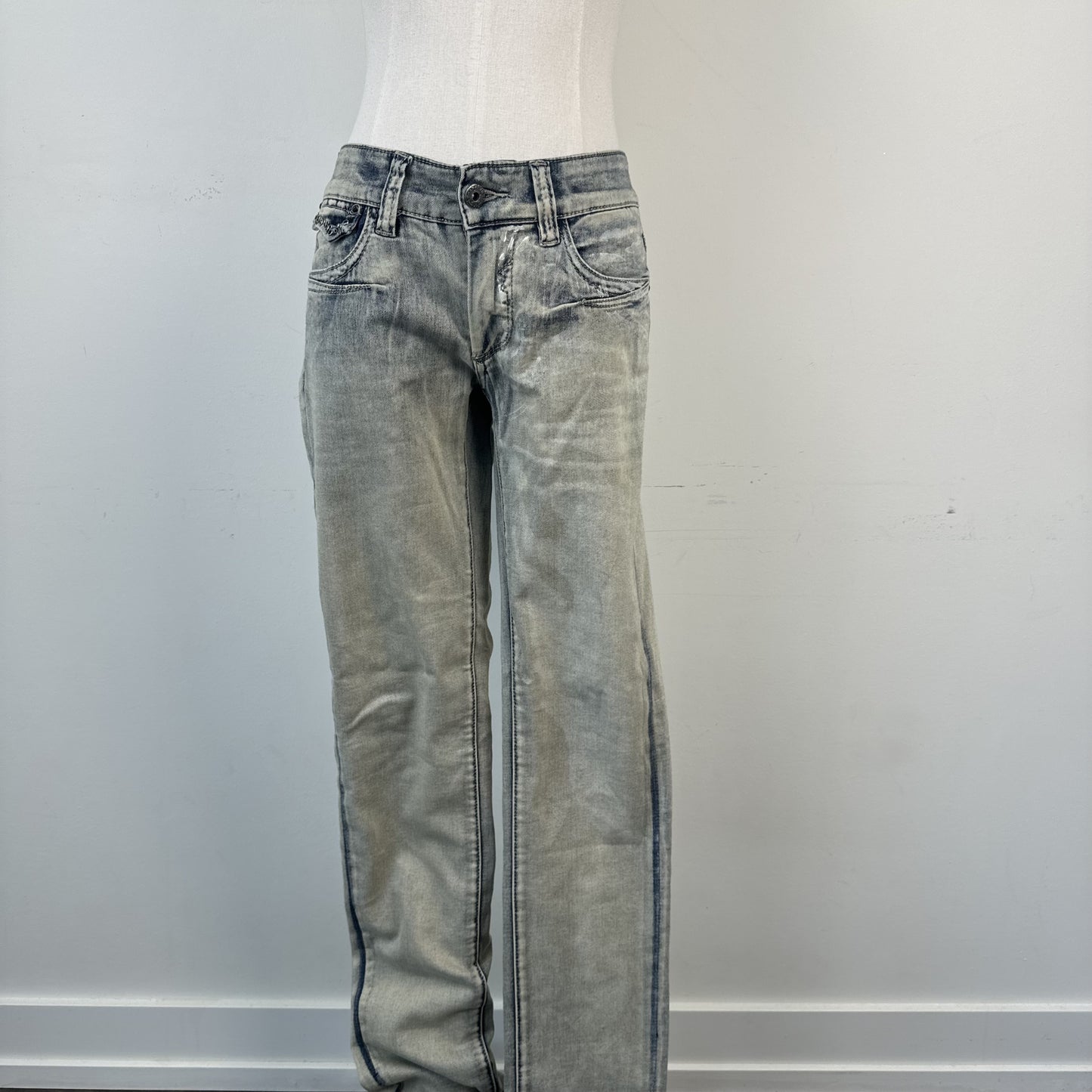 Y2K Parasuco Mud Acid Wash Low Rise Skinny Jeans with Gem Detail – view 2