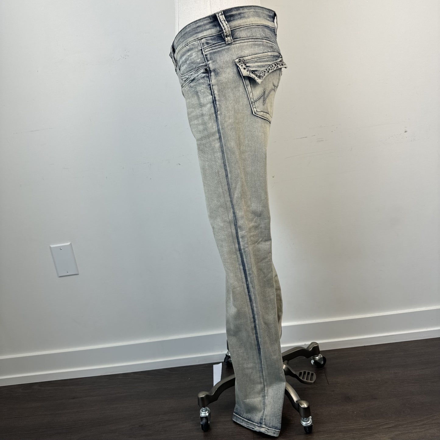 Y2K Parasuco Mud Acid Wash Low Rise Skinny Jeans with Gem Detail – view 4