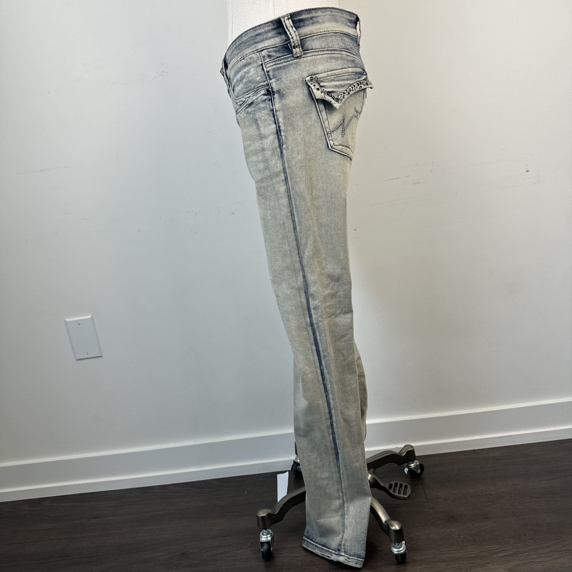 Y2K Parasuco Mud Acid Wash Low Rise Skinny Jeans with Gem Detail – view 4