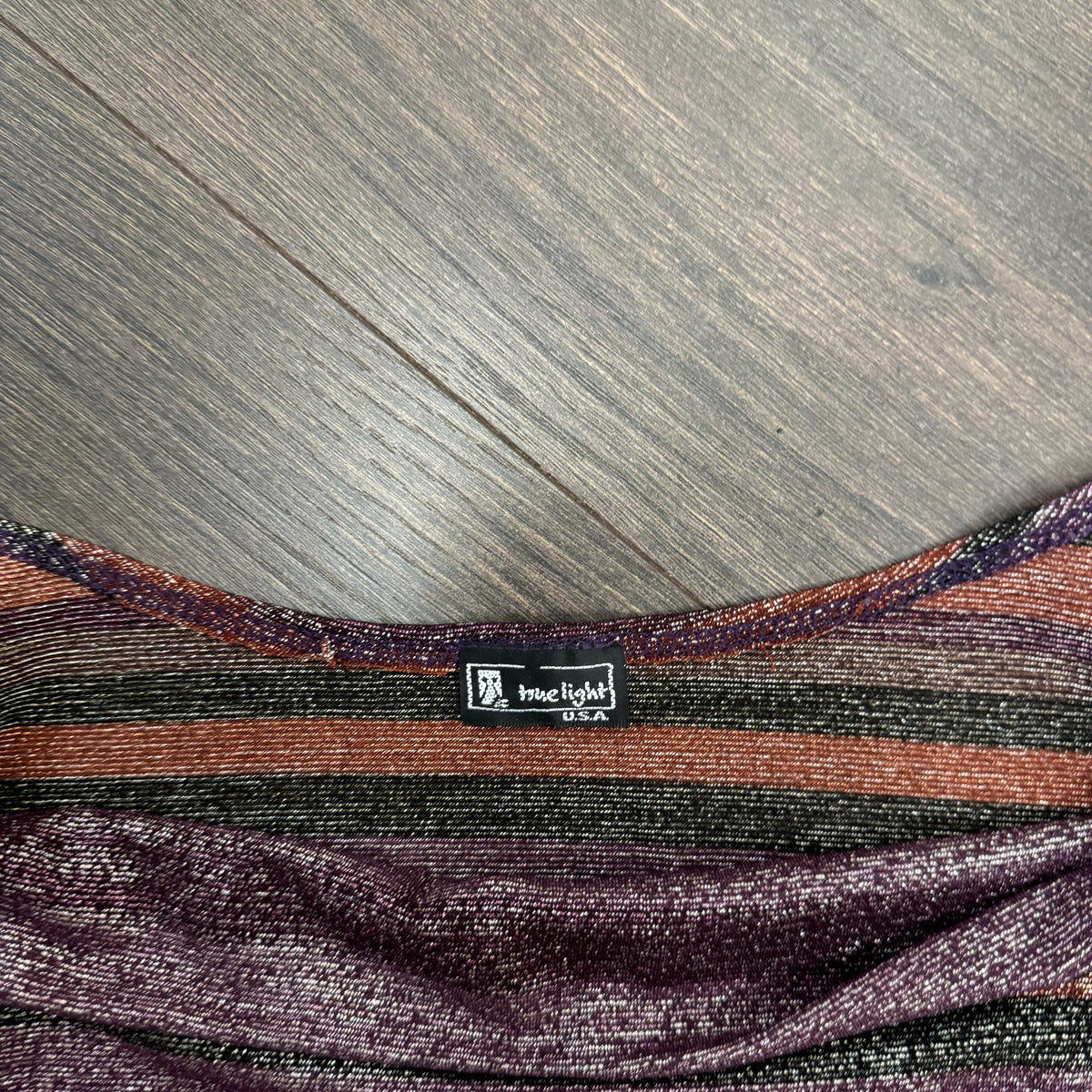Vintage Purple Striped Off Shoulder Cowl Neck Long Sleeve Top – view 8