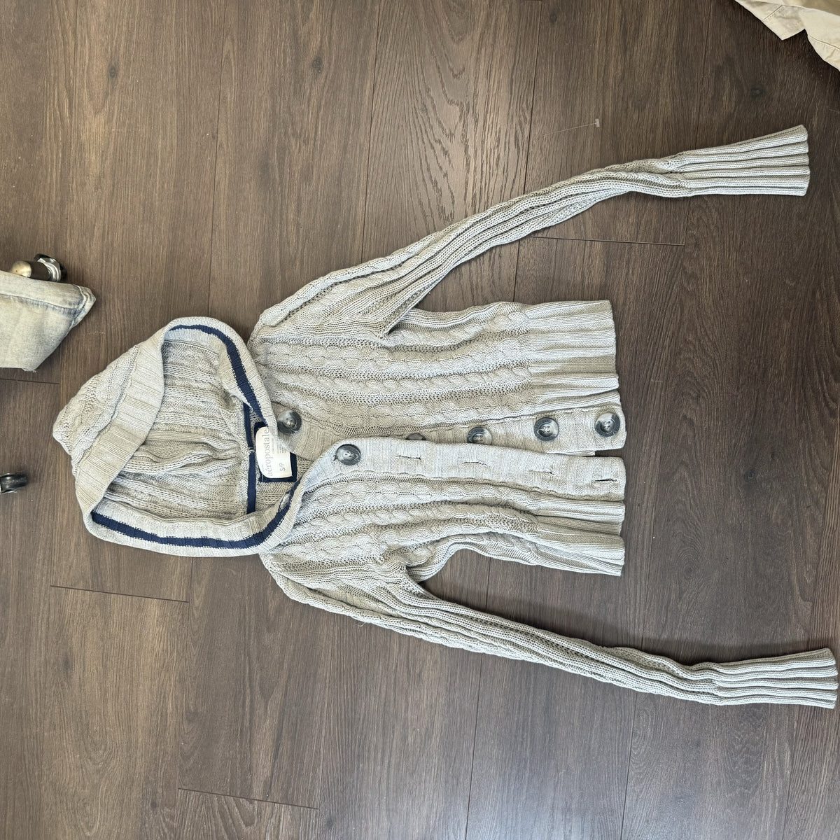 Y2K Aeropostale Striped Hoodie Fitted Button Up Cardigan – view 11