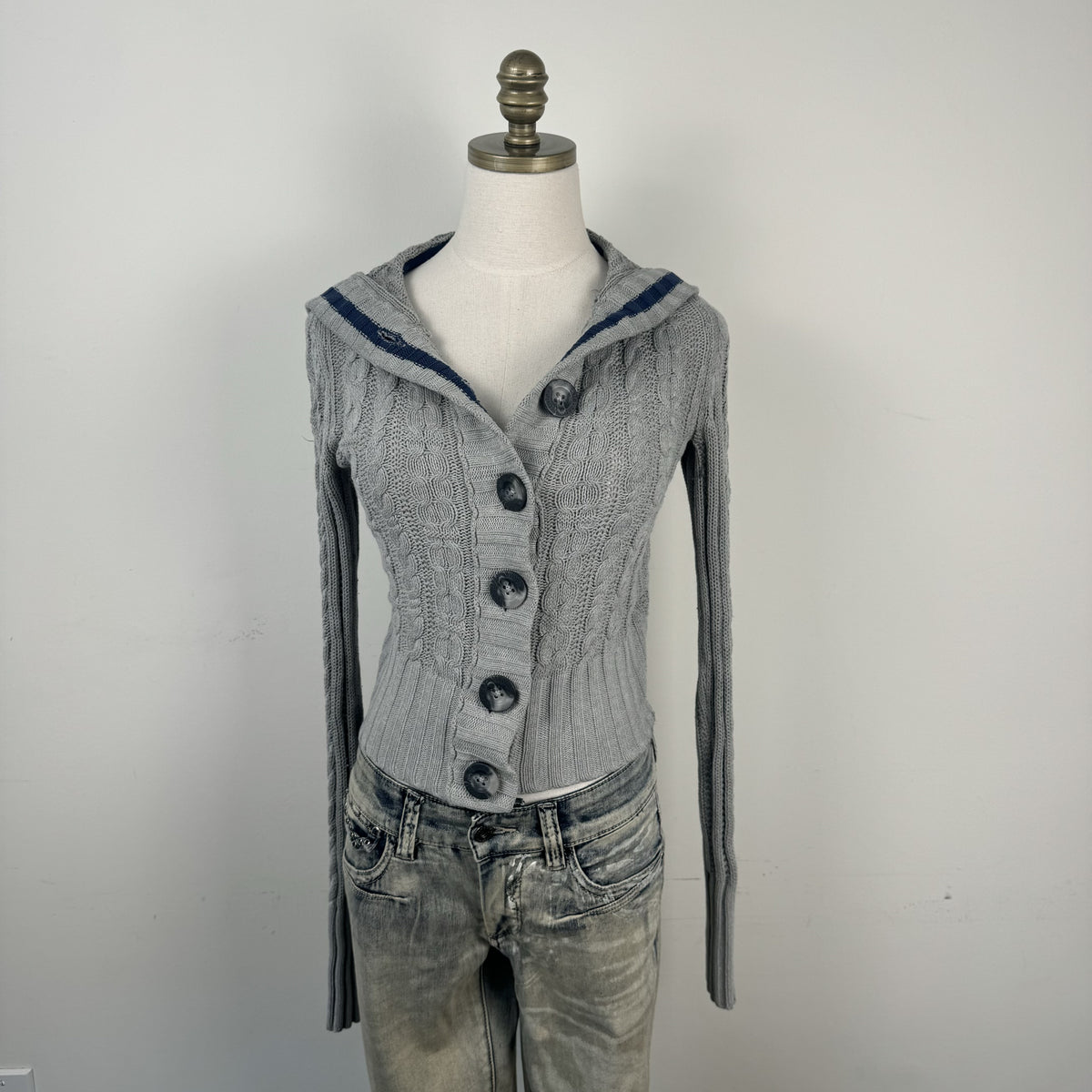 Y2K Aeropostale Striped Hoodie Fitted Button Up Cardigan