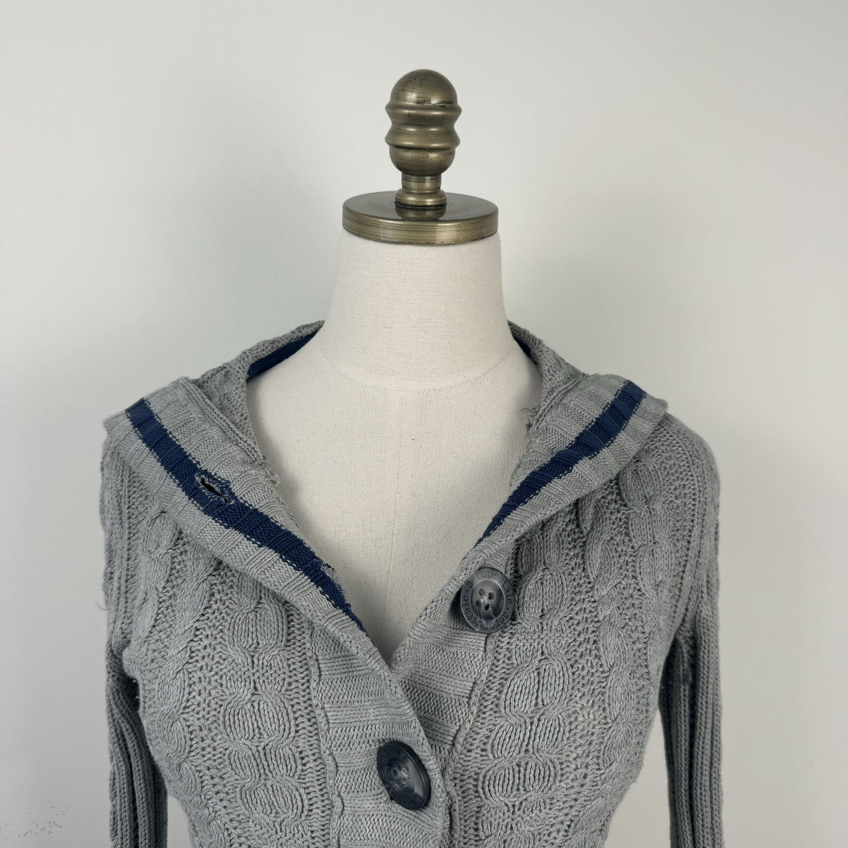 Y2K Aeropostale Striped Hoodie Fitted Button Up Cardigan – view 2