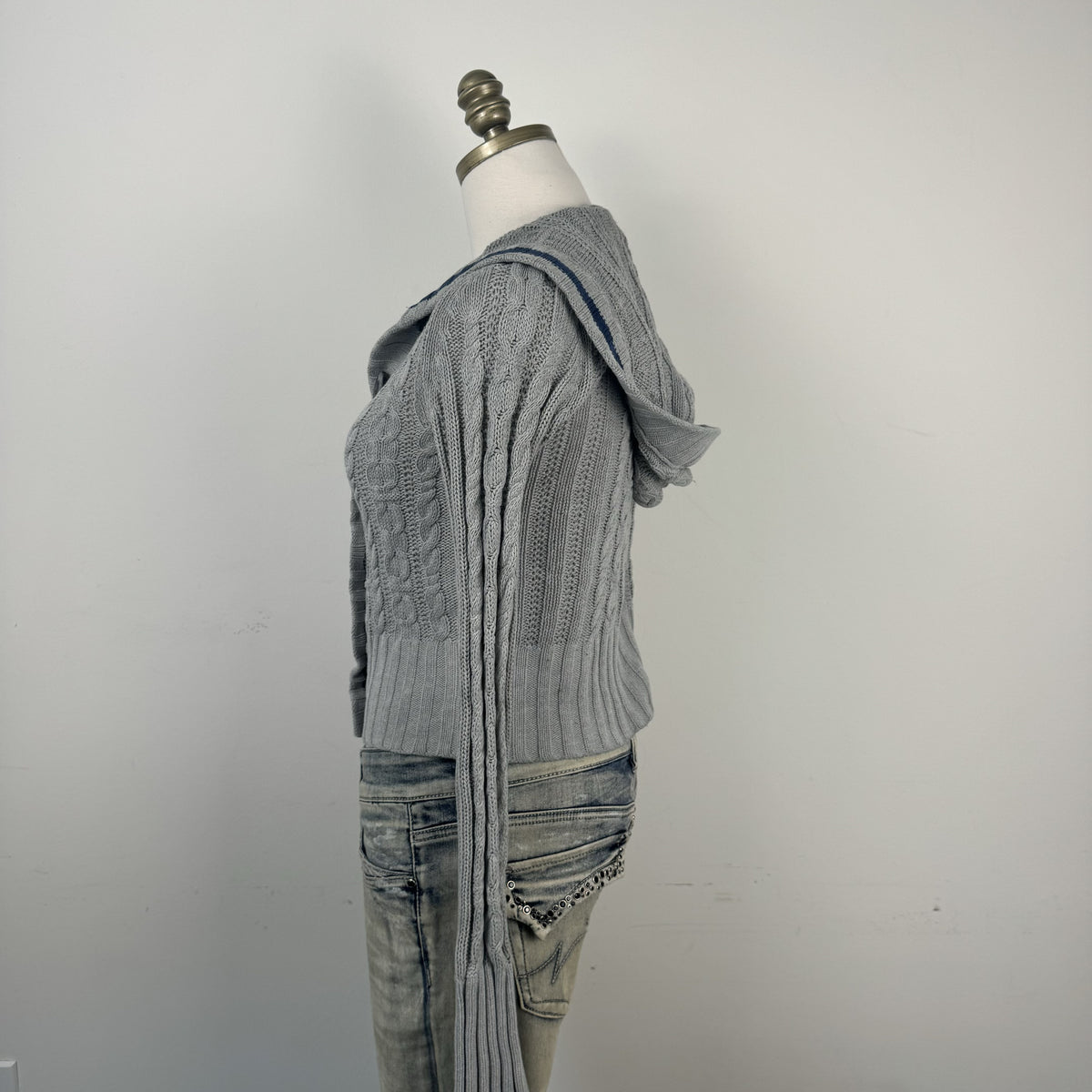 Y2K Aeropostale Striped Hoodie Fitted Button Up Cardigan – view 4