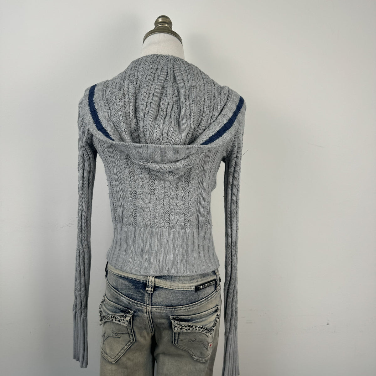 Y2K Aeropostale Striped Hoodie Fitted Button Up Cardigan – view 6