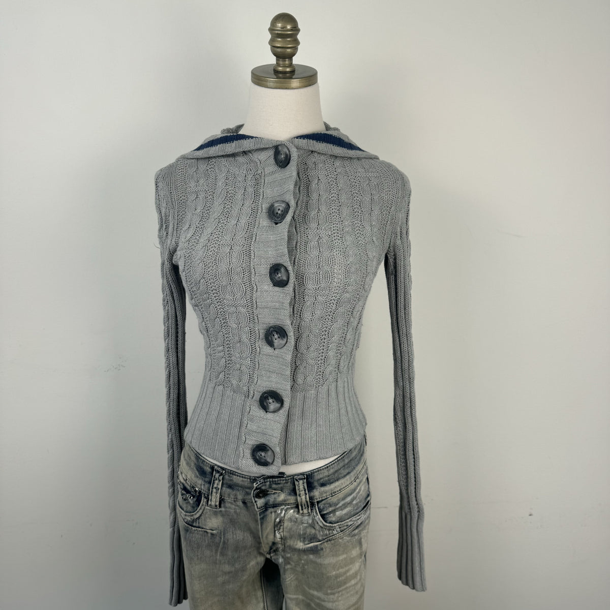 Y2K Aeropostale Striped Hoodie Fitted Button Up Cardigan – view 7