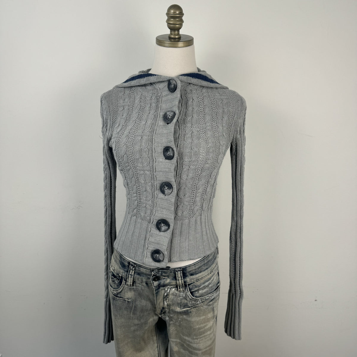 Y2K Aeropostale Striped Hoodie Fitted Button Up Cardigan – view 8