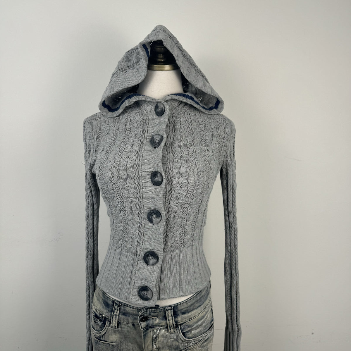 Y2K Aeropostale Striped Hoodie Fitted Button Up Cardigan – view 9